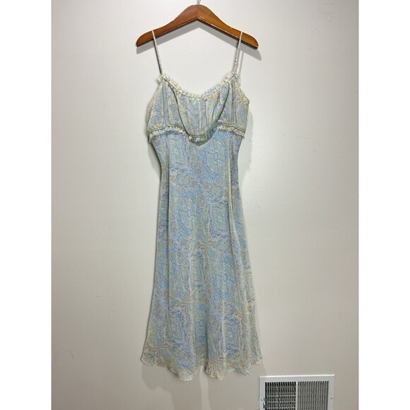 Express Dresses & Skirts - Vintage Express Paisley Milkmaid 100% Silk Dress Size 11/12 Y2K Fairy
